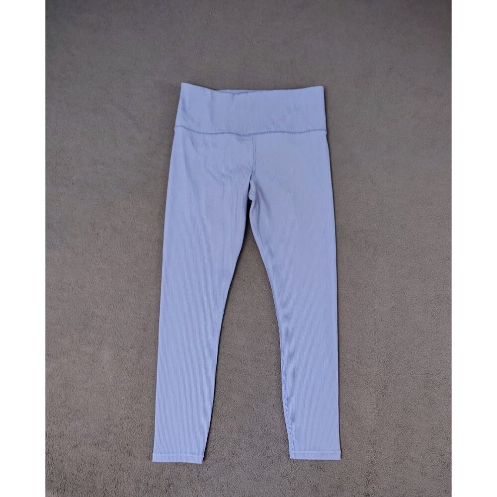Athleta Womens Ribbed Elation Tights Blue Sz (L) Athleisure Athletic Relaxed Fit